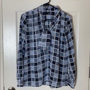 Ann Taylor Sheer Bow Neck Blouse